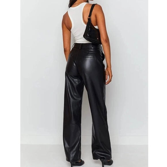 High Waist Wide Leg Leather Pants - Picture 4 of 11